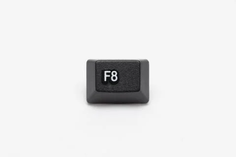 Single black keys of keyboard with different letters F8 Stock Photos