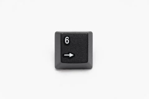 Single black keys of keyboard with different letters six Stock Photos
