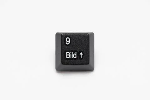 Single black keys of keyboard with different letters nine Stock Photos