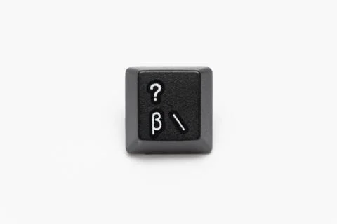 Single black keys of keyboard with different letters questions mark Stock Photos