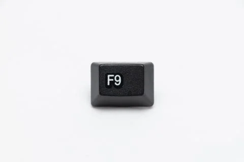 Single black keys of keyboard with different letters F9 Foto stock