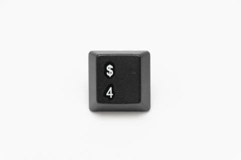 Single black keys of keyboard with different letters 4 Stock Photos