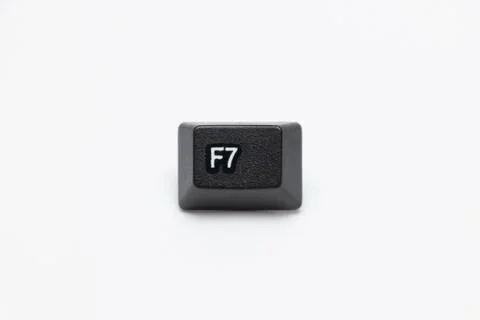 Single black keys of keyboard with different letters F7 Foto stock