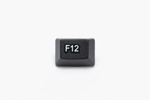 Single black keys of keyboard with different letters F12 Stock Photos