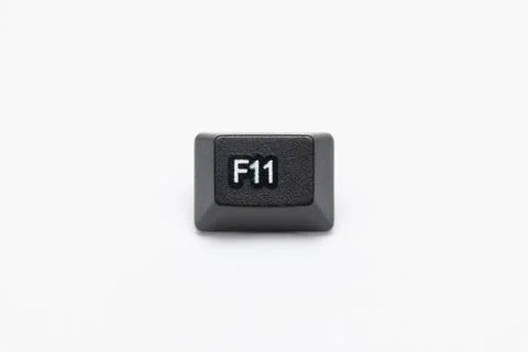 Single black keys of keyboard with different letters F11 Stock Photos
