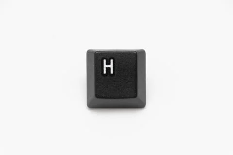 Single black keys of keyboard with different letters H Stock Photos