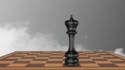 Single black king on chessboard Stock Illustration
