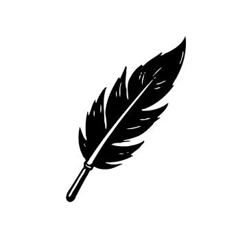 Single Black Quill Feather Stock Illustration
