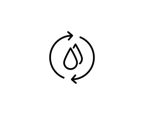 Single black round liquid drip recycle icon, simple planet water protection f Stock Illustration