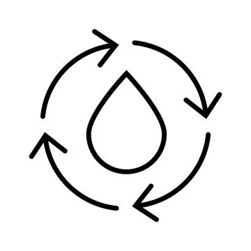 Single black round liquid drip recycle line icon with simple flat design Stock Illustration