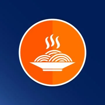 Single black silhouette vector icon bowl with ramen Illustrazione stock