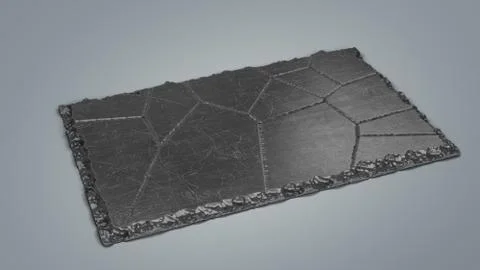 Single black stone plate for serving food in a restaurant 3d render on color  Stock Illustration