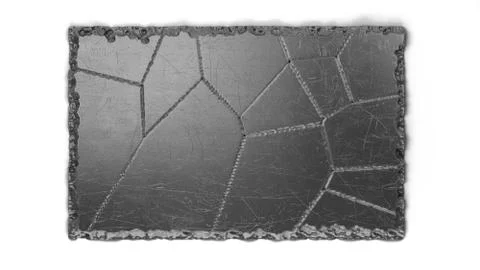 Single black stone plate for serving food in a restaurant 3d render on white Stock Photos