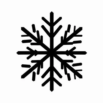 Single black vector snowflake icon isolated on white background, minimalist.. Illustrazione stock