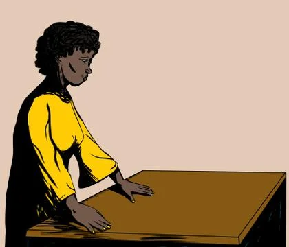Single Black Woman at Table Stock Illustration
