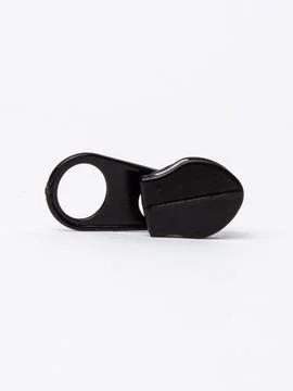 Single black zipper pull angled view variant Stock Photos