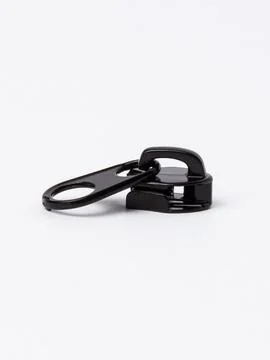 Single black zipper pull side view Stock Photos