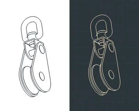 Single block for rigging isometric blueprints Stock Illustration
