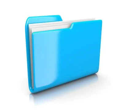 Single Blue File Folder on White Background 3D Illustration Stockillustratie
