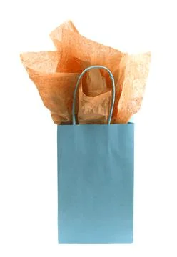 Single Blue Giftbag on a White Background Foto stock