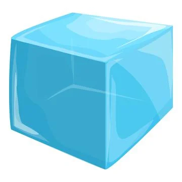 Single blue ice cube freezing making cold square shape Stockillustratie