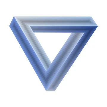 Single blue impossible triangle icon isolated on white background Illustrazione stock