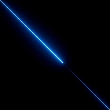 A single blue laser beam moves diagonally across a black background in a st.. Ilustração Stock