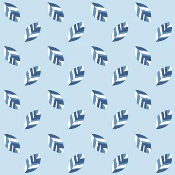 Single blue leaf tree geometric seamless pattern vegetative design textile 스톡 일러스트