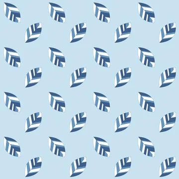 Single blue leaf tree geometric seamless pattern vegetative design textile イラスト素材