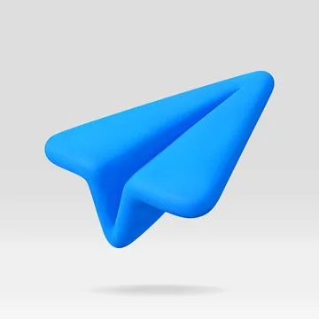 Single blue paper plane 3D icon Stock Illustration
