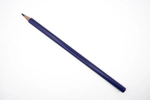 A single blue pencil on a white background. Perfect for design, education Stock Photos