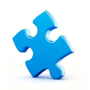 Single blue puzzle piece isolated Stock Illustration
