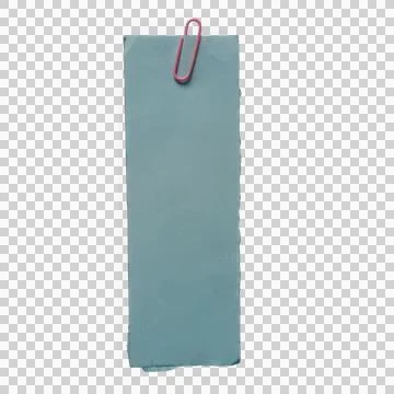 A single blue rectangular paper note attached with a small red metal paper .. Фото