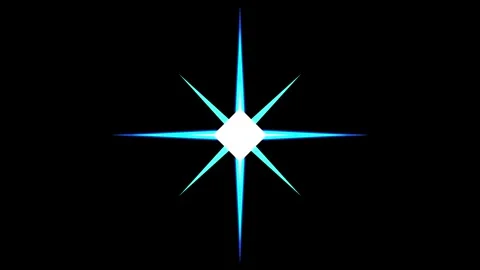 Single blue shining star with glitter effect on black background Stock Footage 344034927