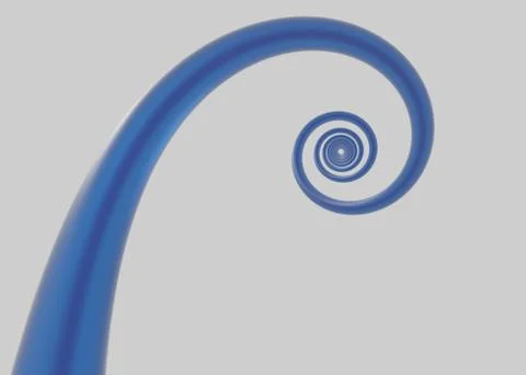Single blue spiral on white background, 3D render. Stock Illustration