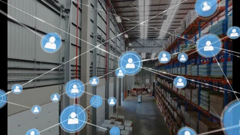 Single blue user icon appearing, starting network overlay linking nodes across Stock Footage 329909558