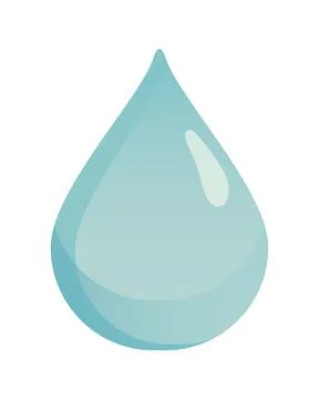 Single blue water drop in flat minimal cartoon style isolated on white back.. Stock Illustration