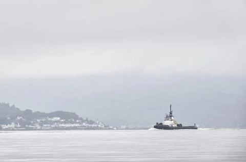Single boat mindfulness empty background with ocean and blank sky Stock Photos