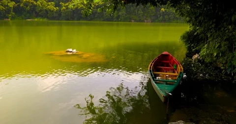 Single Boat in Phewa lake Stock Footage 113211985