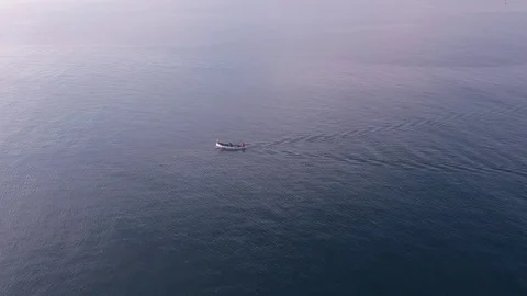 A single boat in the sea Video stock 82353341