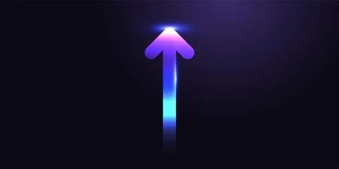 A single bold arrow glows with vibrant light, surging upward to symbolize p.. Stock Illustration