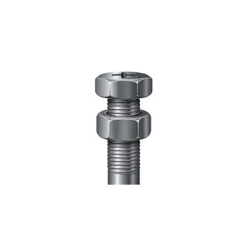 Single bolt and nut fastener, metallic screw hardware Stock Illustration