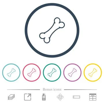 Single bone flat color icons in round outlines Stock Illustration