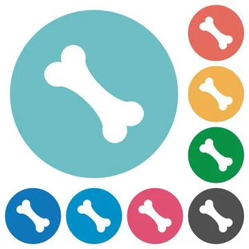 Single bone flat round icons Stock Illustration