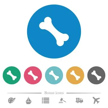Single bone flat round icons Stock Illustration