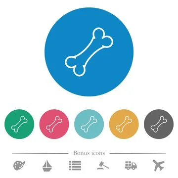 Single bone flat round icons Stock Illustration
