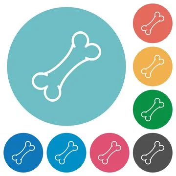 Single bone flat round icons Stock Illustration
