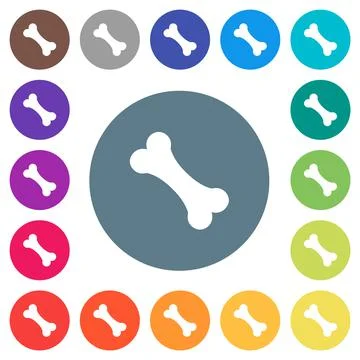 Single bone flat white icons on round color backgrounds Stock Illustration