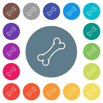 Single bone flat white icons on round color backgrounds Stock Illustration
