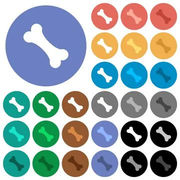 Single bone round flat multi colored icons Stock Illustration